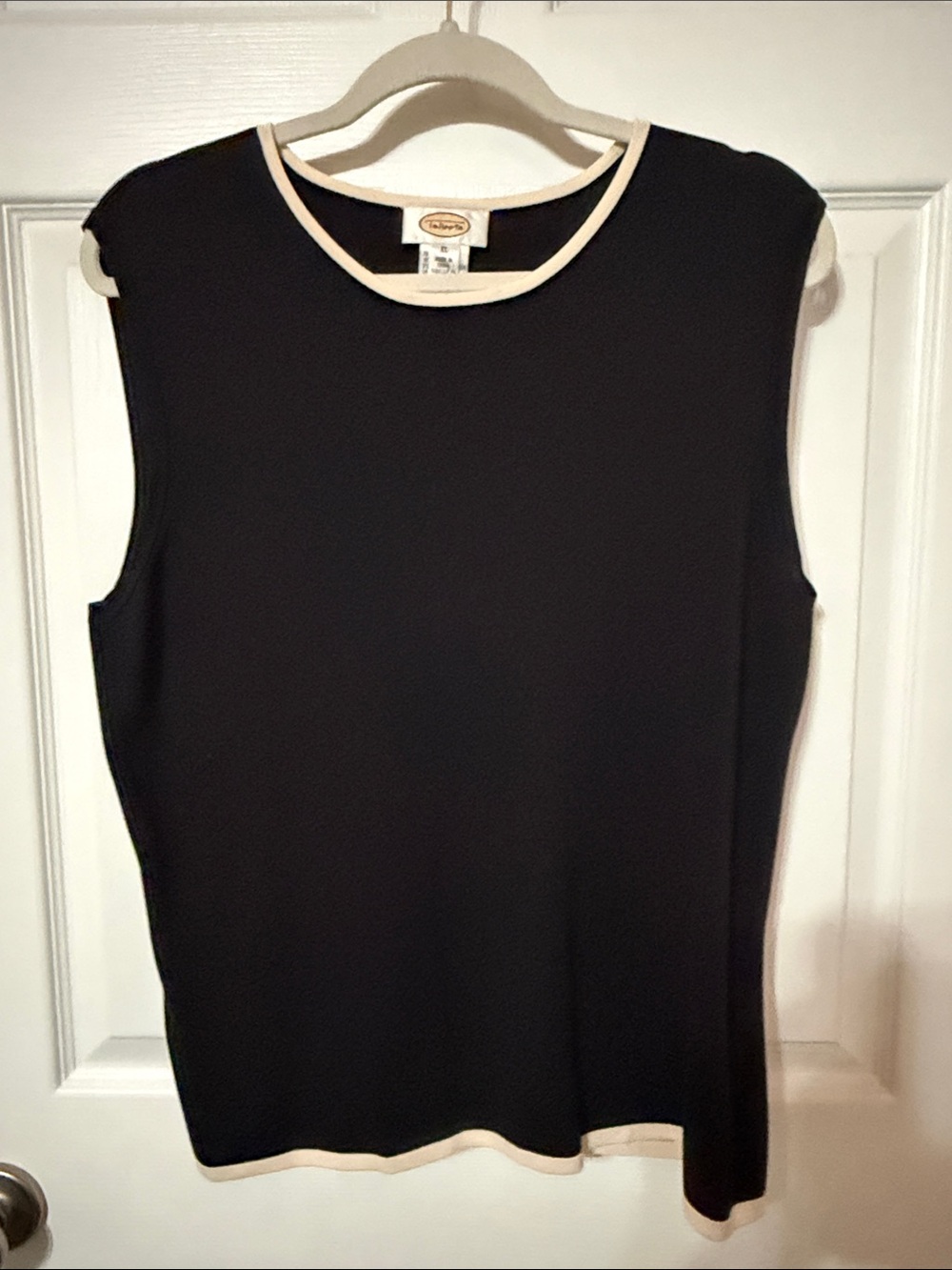 Talbots Black Zip-Front Cardigan Set with Cream Trim - Picture 4 of 5